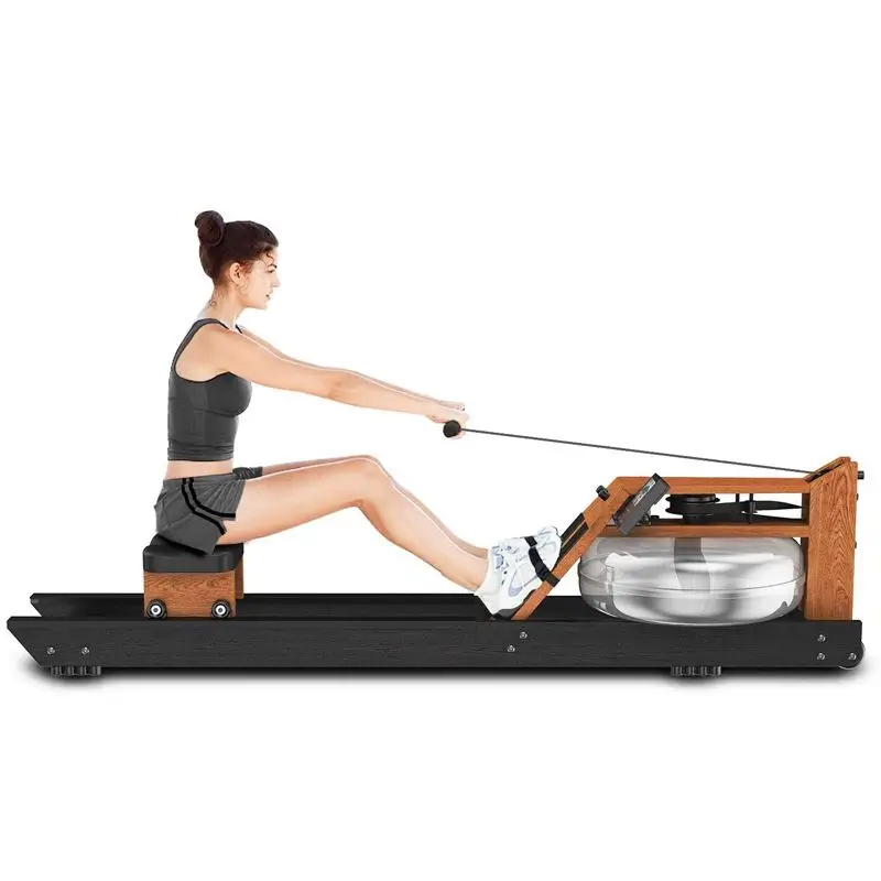 wood rowing machine-black